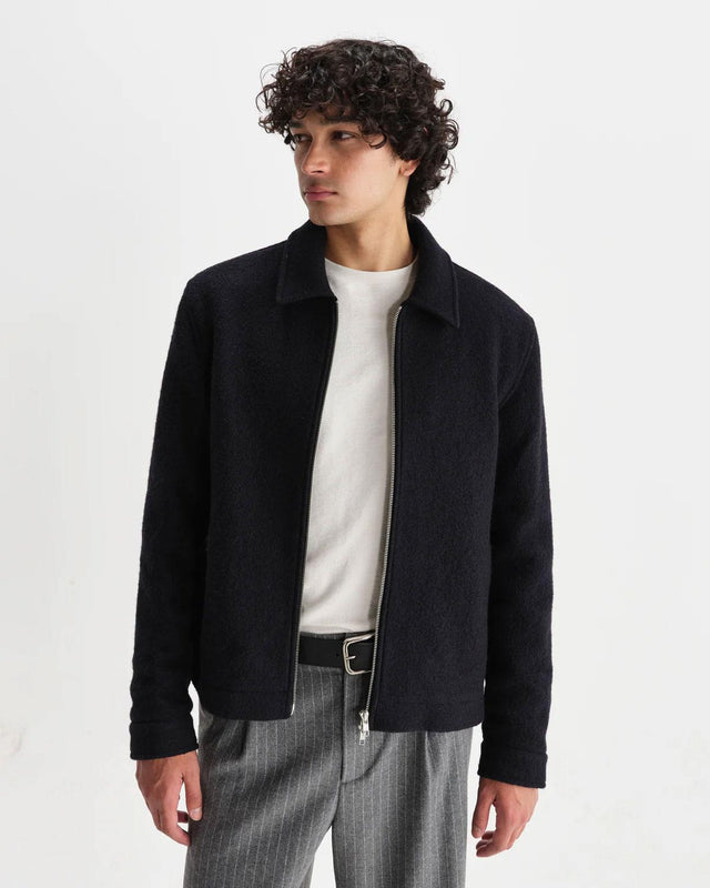 BOILED WOOL ELDON JACKET - MIDNIGHT NAVY AW25-JKT-ELD-BWP-MID -MIDNIGHT NAVY WAX LONDON 