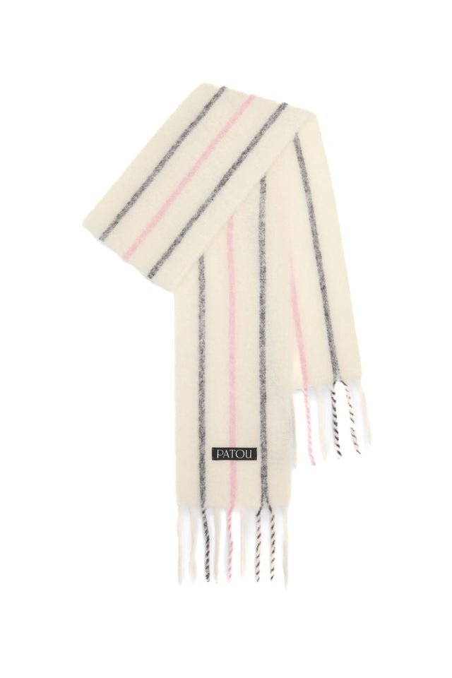 STRIPES ALPACA WOOL BLEND SCARF - WHITE AC1160237 -001W WHITE PATOU 