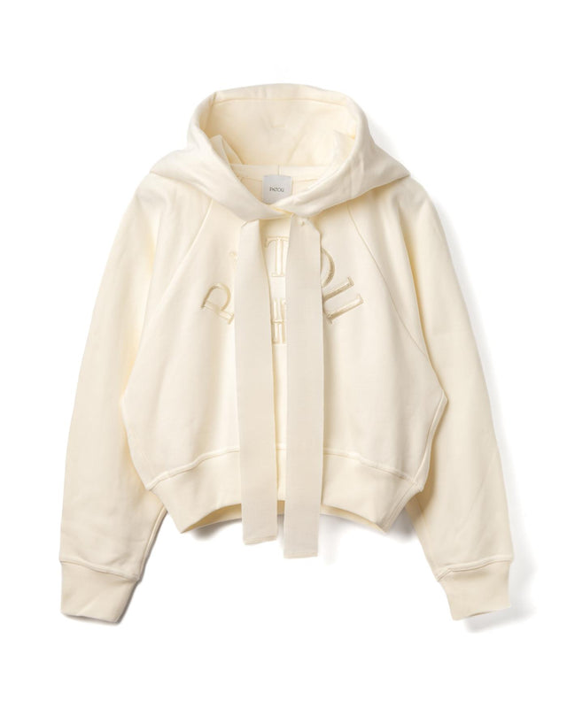 LOGO AND JP MONOGRAM CROPPED HOODIE - SNOWBERRY WHITE JE1929995 -097C SNOWBERRY WHITE PATOU 