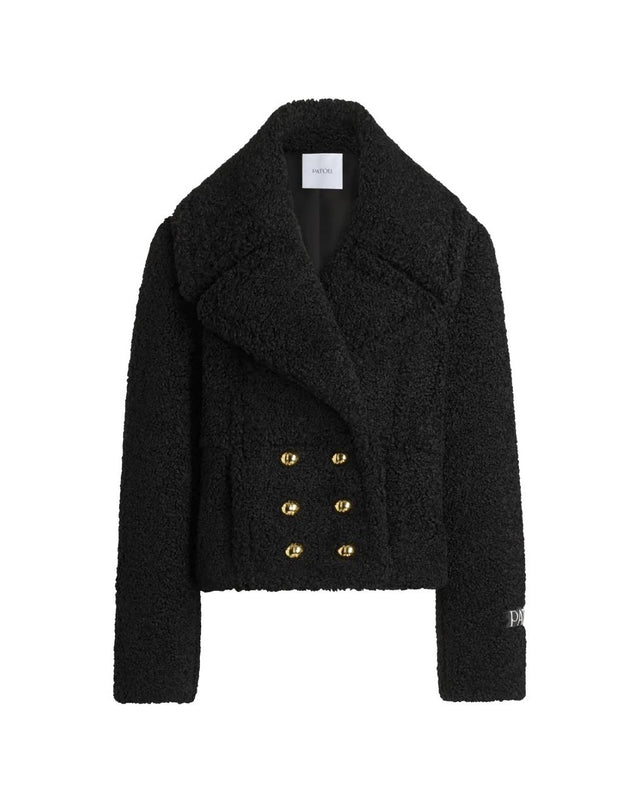 DOUBLE BREASTED SHORT COAT - BLACK CO0310220 -999B BLACK PATOU 