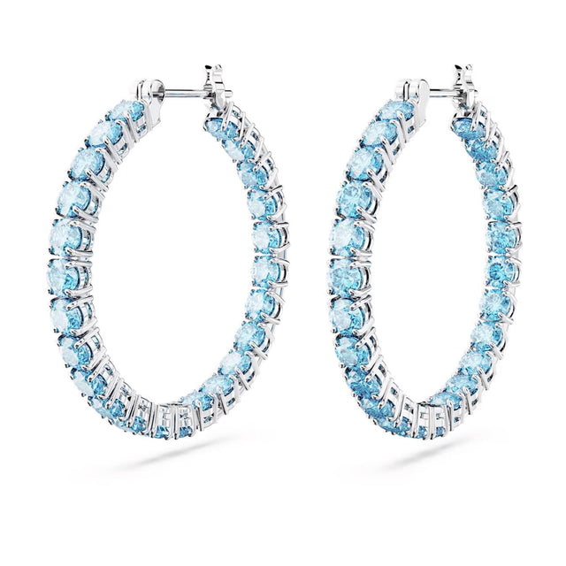 MATRIX HOOP EARRINGS - BLUE/RHODIUM PLATED 5647446 AQUAM/RHS SWAROVSKI 