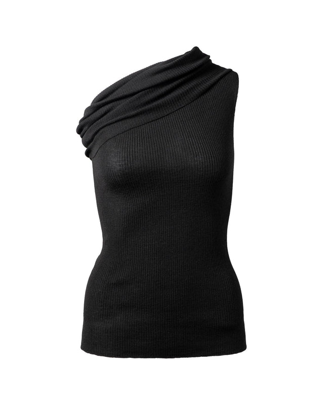 ATHENA ONE SHOULDER TOP - BLACK RP01E7625 RIBM -09 BLACK RICK OWENS 