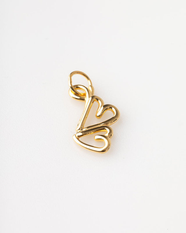 TWO HEARTS CHARM - GOLD TWOH-CHA-156 -GOLD BAR JEWELLERY 