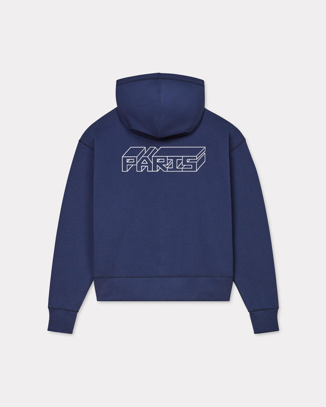 KUBE EMBROIDERED ZIPPED HOODIE - MIDNIGHT BLUE FE65SW2144MF -77 kenzo 