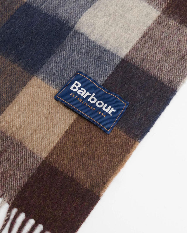 LAMBSWOOL TATTERSALL SCARF - MIDNIGHT OAK USC0005TN38 -MIDNIGHT OAK BARBOUR 