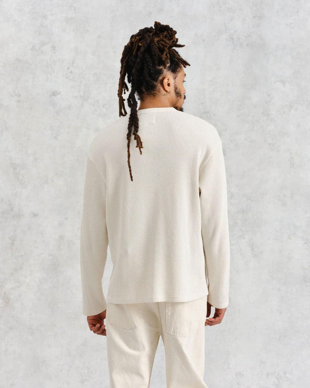 MOORE WAFFLE TEXTURED COTTON T-SHIRT - ECRU AW24-LST-MOR-BLF-ECR -ECRU WAX LONDON 