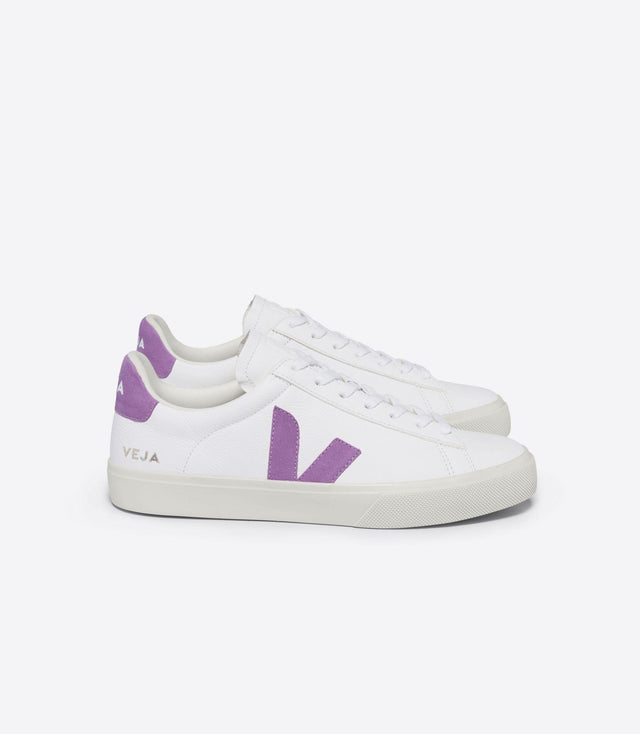 WOMENS CAMPO CHROMEFREE LEATHER TRAINERS - EXTRA WHITE/ MULBERRY CP0503493A WEXTRA WHITE/MULBERRY VEJA 