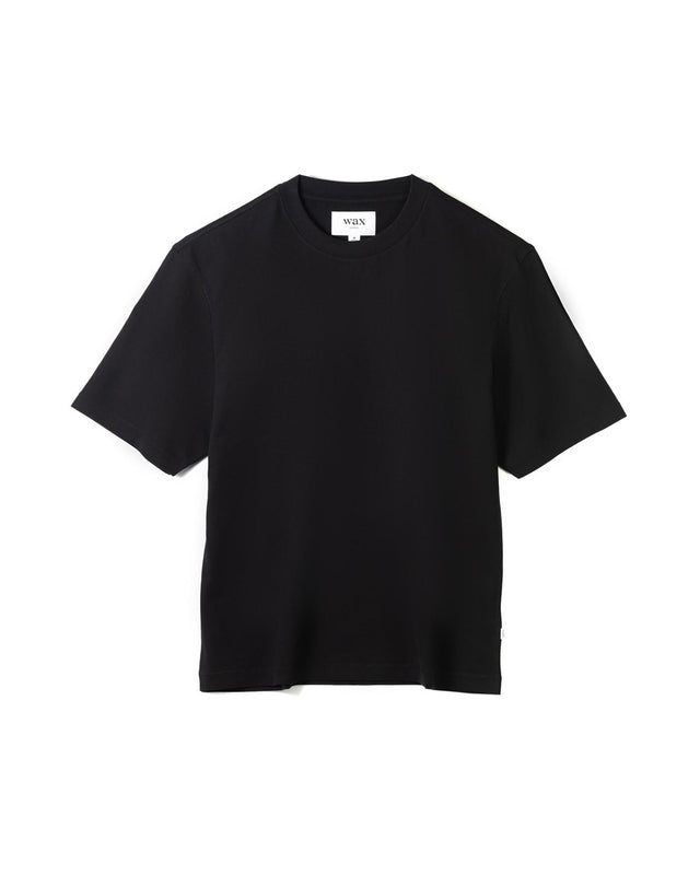 MILTON SS TEE COMPACT COTTON - BLACK SS25-TEE-MIL-BOE-BLK -BLACK WAX LONDON 