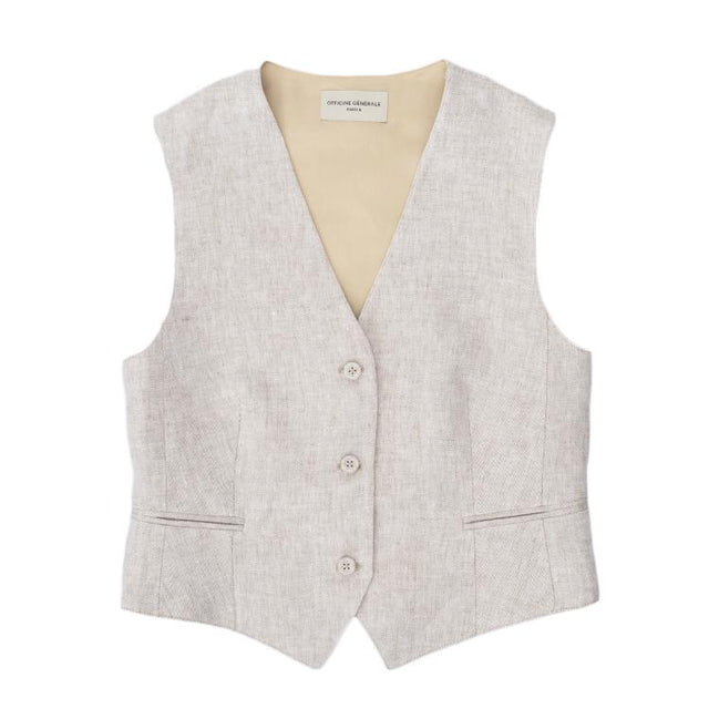 CLEORE LINEN WAISTCOAT - NATURAL S25WTLG405 -NATURAL OFFICINE GENERALE 