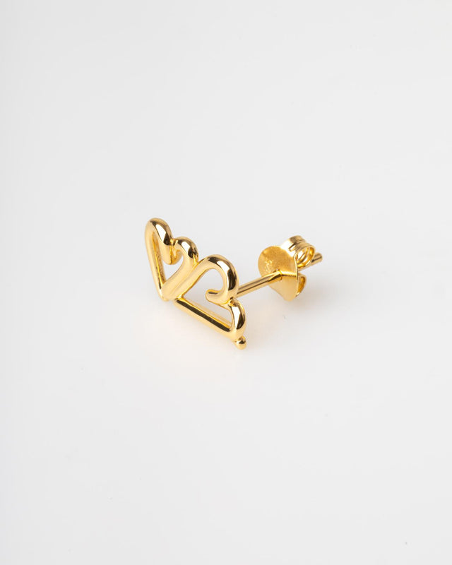 TWO HEARTS EARRINGS - GOLD TWOH-EA-155 -GOLD BAR JEWELLERY 