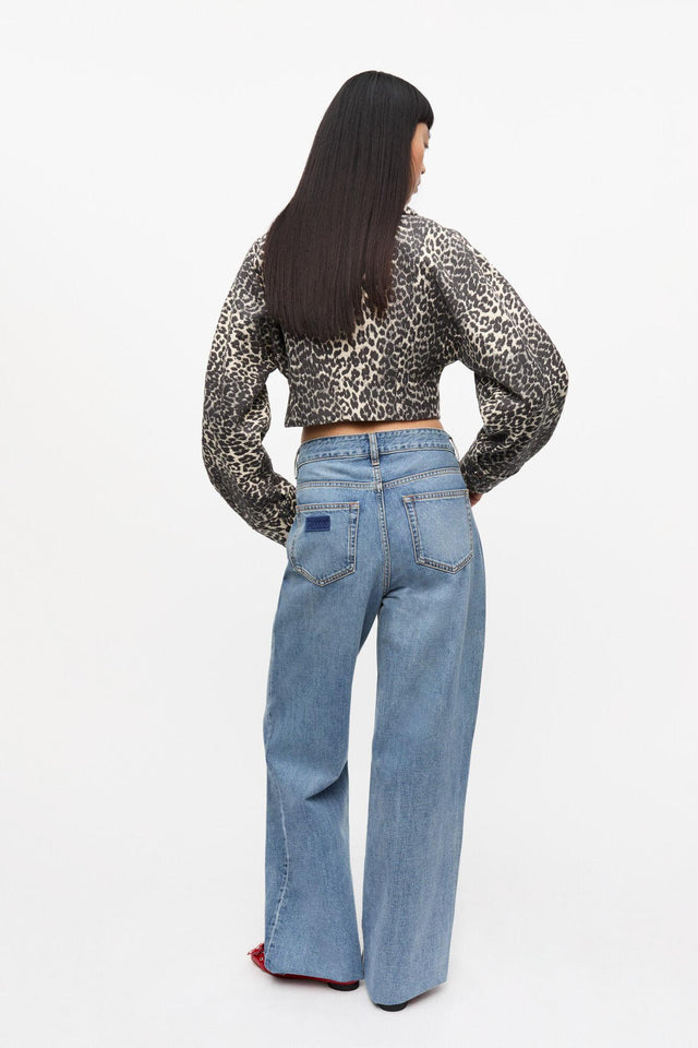TWEED CURVE SLEEVE SHORT JACKET - LEOPARD