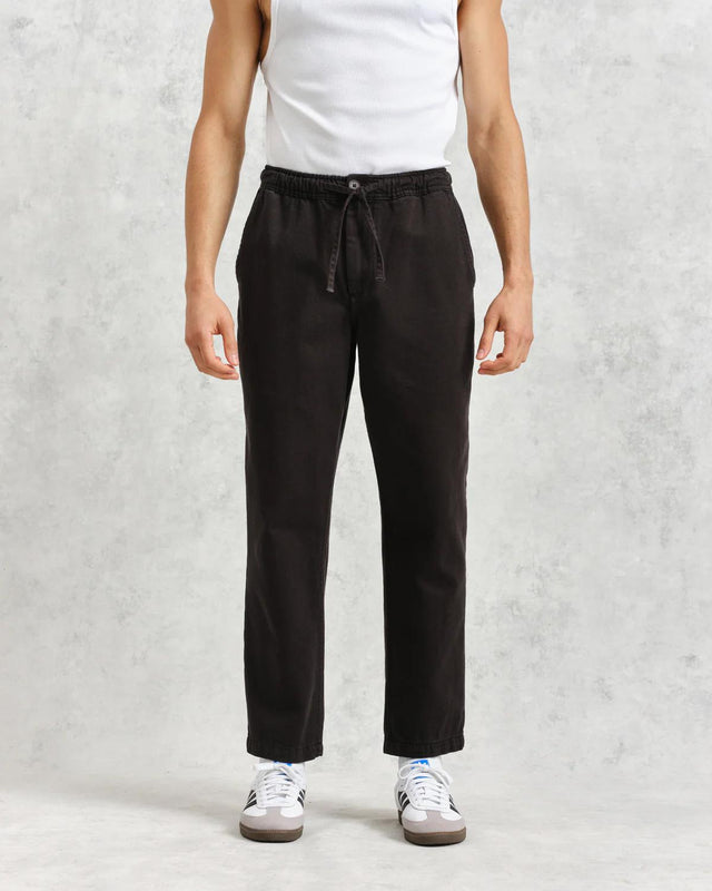 KURT TROUSER ORG COTTON TWILL - BLACK WI00-TRO-KUR-BFK-BLK -BLACK WAX LONDON 