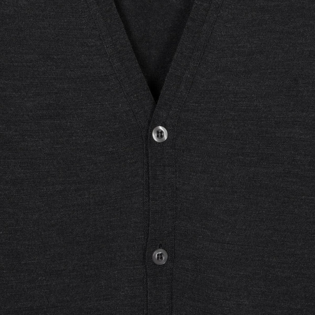 PETWORTH EXTRA FINE MERINO WOOL CARDIGAN - HEPBURN SMOKE PETWORTH CARDIGAN FASHIONED VN LS HEPBURN SMOKE John Smedley 