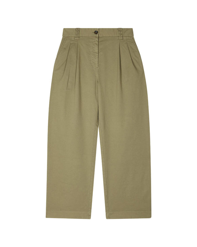 GARMENT DYED PLEATED WIDE-LEG CROPPED TROUSERS - KHAKI W2R-344T-P30879 -34 Khaki PAUL SMITH 