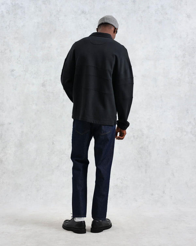 BLEN ORGANIC COTTON RUGBY SHIRT - BLACK AW24-LST-BLN-BLR -BLACK WAX LONDON 