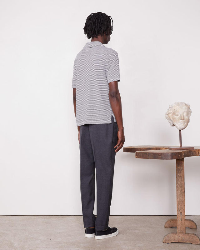 SIMON STRIPE POLO - HEATHER GREY/ ECRU S25MTEE225 -HEATHER GREY/ECRU OFFICINE GENERALE 