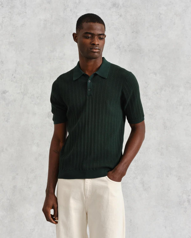NAPLES POLO - GREEN SS24-KNT-NPL-BAR-GRN GREEN WAX LONDON 