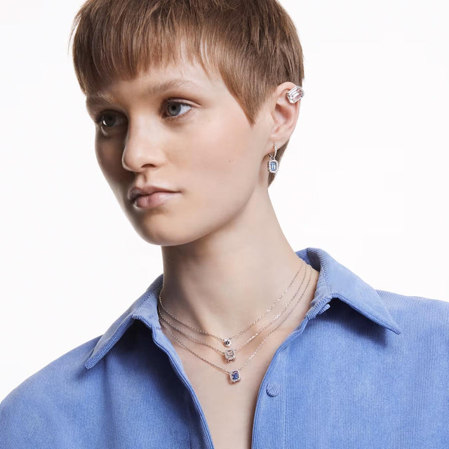 MILLLENIA NECKLACE OCTAGON CUT - BLUE/RHODIUM PLATED