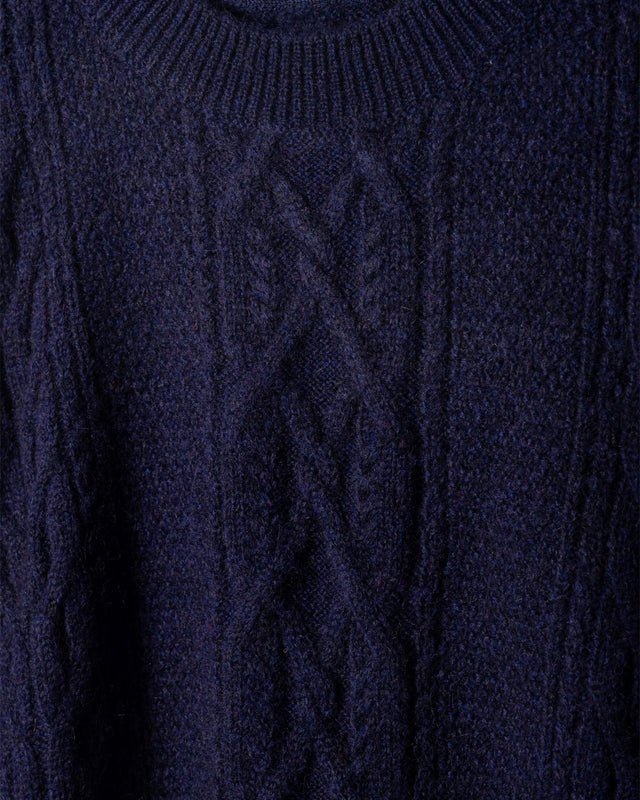 BRUSH CABLE HYATT CREWNECK - NAVY AW25-KNT-HUT-BWN-NVY -NAVY WAX LONDON 