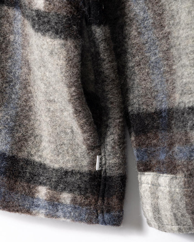 WOOL CHECK NOLAN OVERSHIRT - GREY/ BLUE AW25-OSH-NOL-BZF-GBL -GREY/BLUE WAX LONDON 
