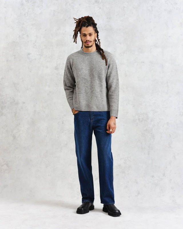 WILDE CREW BOUCLE JUMPER - GREY MARL AW24-KNT-WLD-BLG-GRM -GREY MARL WAX LONDON 