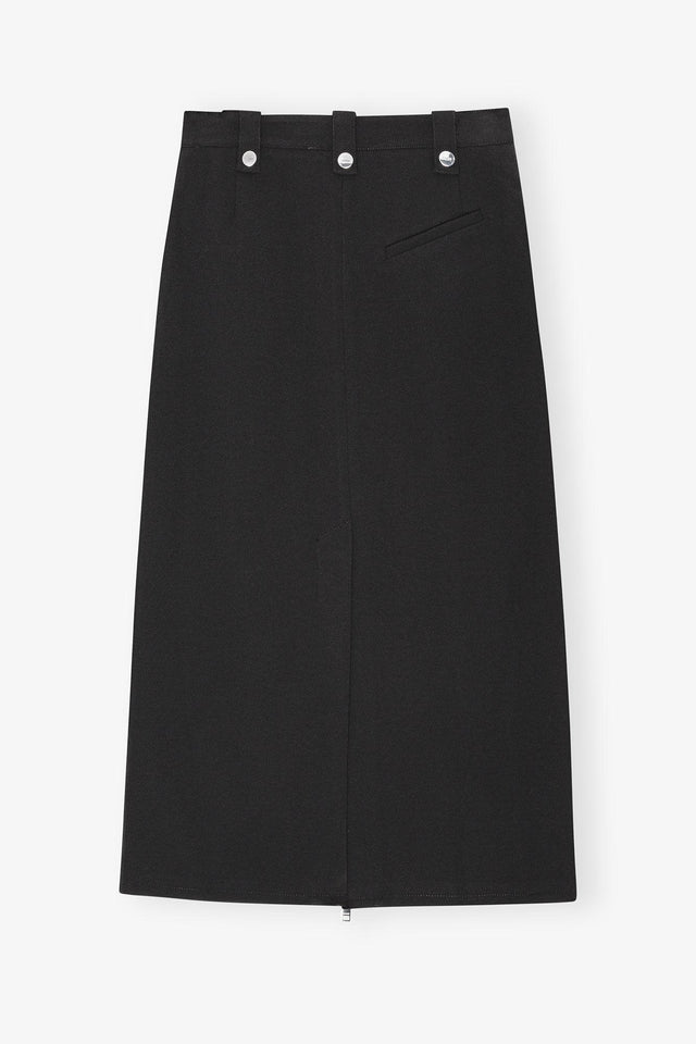 BONDED CREPE LONG SKIRT - BLACK W0240 -099 BLACK GANNI 