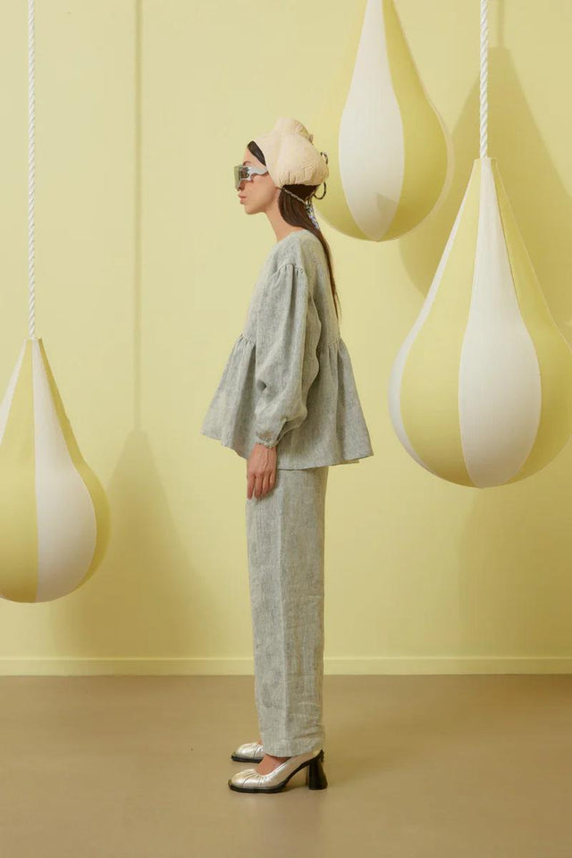 BOWL BLOUSE - GREY MELANGE GLOVES SS24STUD-F215 901 HENRIK VIBSKOV 