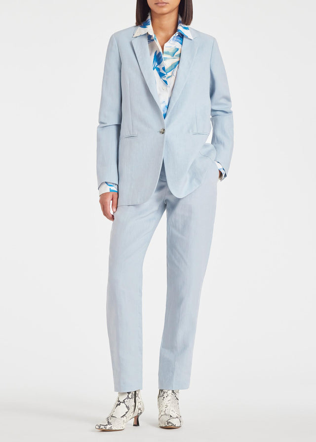 WOMEN'S LINEN TAPERED TROUSERS -  PALE BLUE W1R-264T-M01427 41A PAUL SMITH 