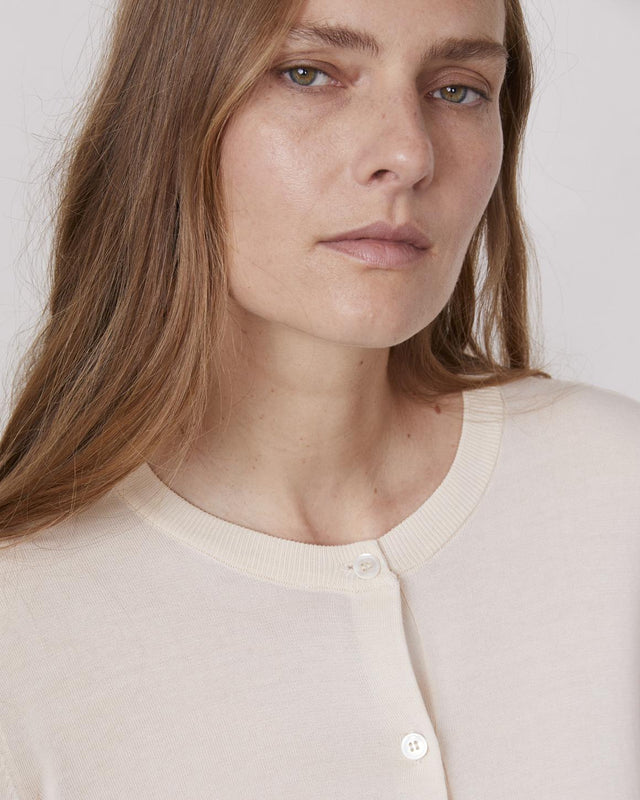 MOANE CARDIGAN - ECRU S25WKNT302 -ECRU OFFICINE GENERALE 