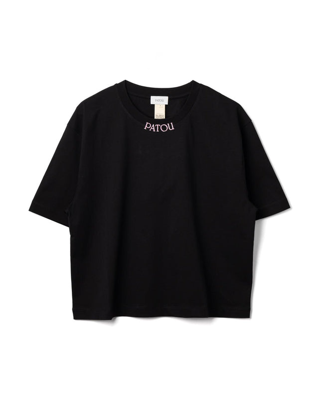 EMBROIDERED COLLAR CROPPED T-SHIRT - BLACK JE1359999 -999B BLACK PATOU 