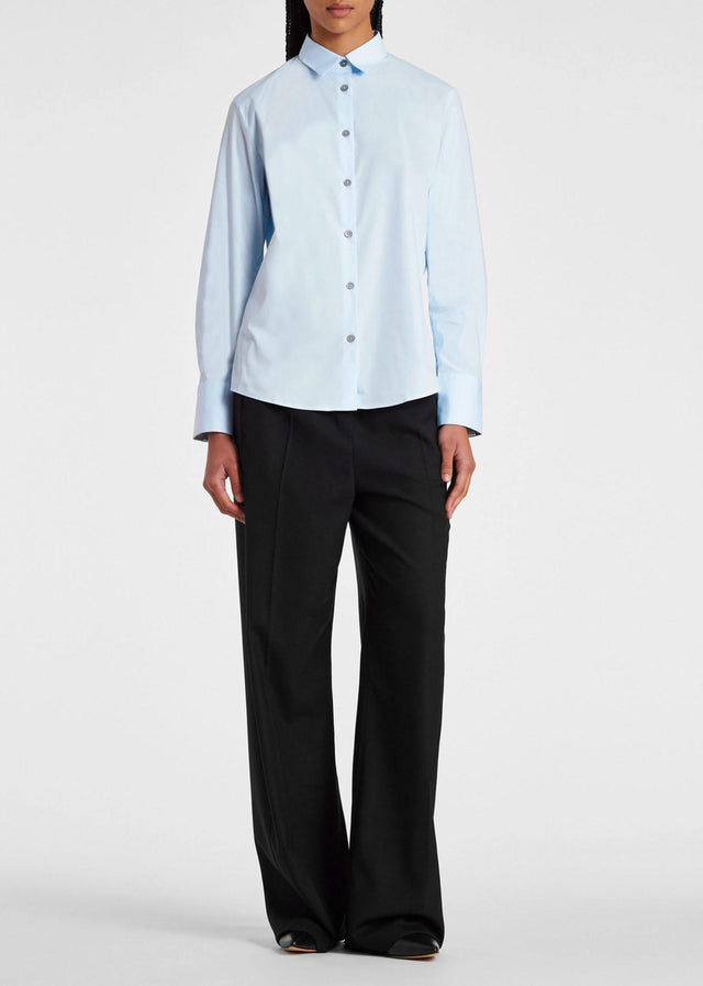 WOMEN'S COTTON 'SPRAY SWIRL' CUFF SHIRT - LIGHT BLUE W2R-019BB-K21598 40 PAUL SMITH 