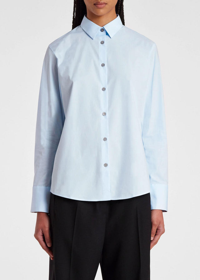 WOMEN'S COTTON 'SPRAY SWIRL' CUFF SHIRT - LIGHT BLUE W2R-019BB-K21598 40 PAUL SMITH 
