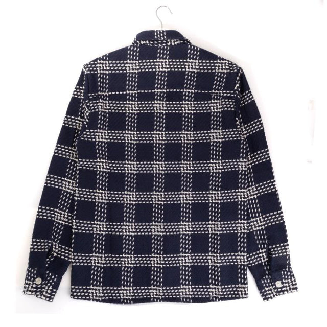 WHITING OVERSHIRT LATTICE CHECK - NAVY AW24-OSH-WHI-BKU-NVY -NAVY WAX LONDON 