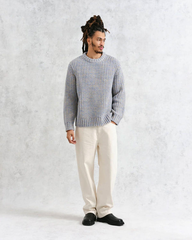 WILDE HEAVYWEIGHT KNIT JUMPER - BLUE AW24-KNT-WLD-BLL-BLU -BLUE WAX LONDON 
