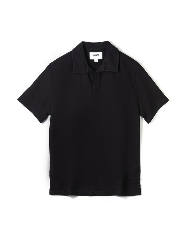 ATWOOD POLO SHIRT - BLACK SS24-POL-ATW-APF-BLK -BLACK WAX LONDON 