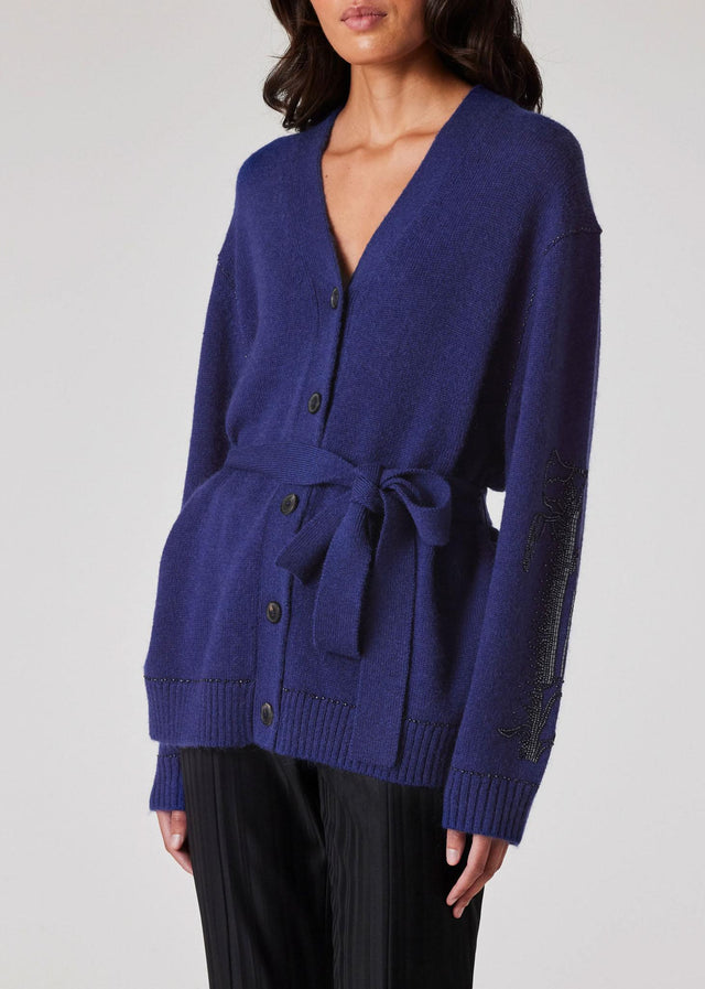 WOMEN'S MOHAIR-BLEND EMBROIDERED OVERSIZED CARDIGAN - BRIGHT NAVY W1R-472N-N11027 48 Bright Navy PAUL SMITH 