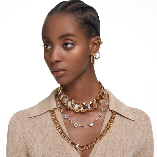 DEXTERA HOOP EARRINGS - WHITE/GOLD-TONE PLATED 5639098 CRY/GOS SWAROVSKI 