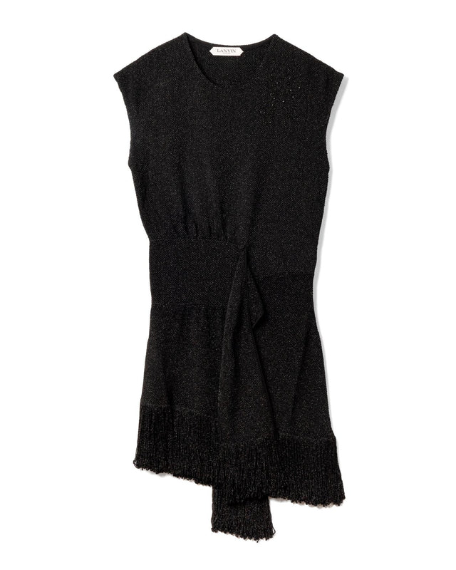 EMBROIDERED FRINGE SHORT DRESS - BLACK RW-DR9082-K059-E25 -10 BLACK LANVIN 