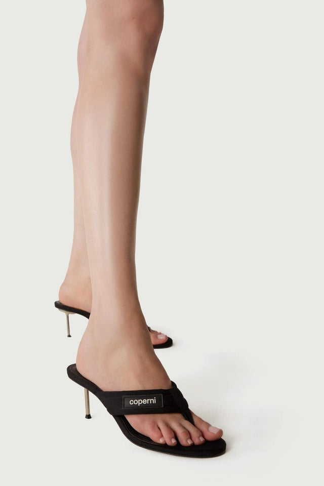 BRANDED THONG SANDAL - BLACK