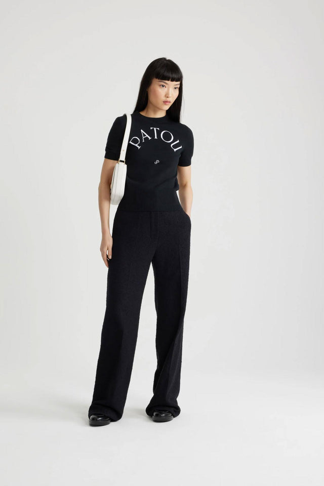 JACQUARD SHORT SLEEVES KNIT - BLACK KN0688045 -999B PATOU 