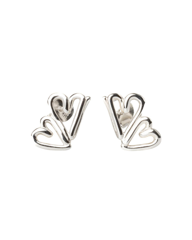 TWO HEARTS EARRINGS - SILVER TWOH-EA-155 -SILVER BAR JEWELLERY 