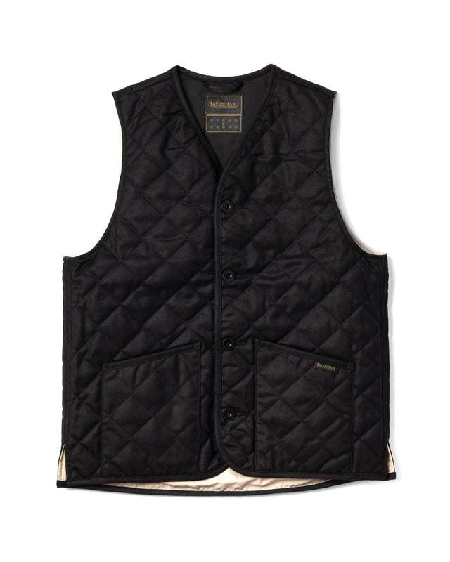 BUTTON FRONT GILET - BLACK LV12000 102 -BLACK LAVENHAM 