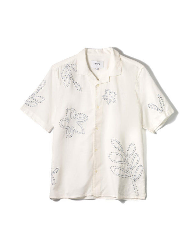 DIDCOT SS SHIRT OVERSIZED FLORAL - ECRU/ PALE BLUE SS25-SSS-DID-BOO-EPB -ECRU / PALE BLUE WAX LONDON 