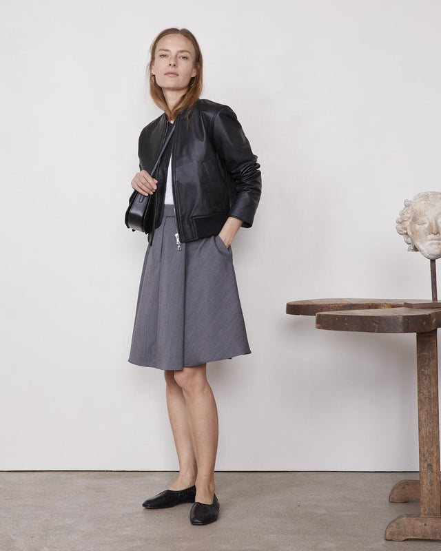 NELA LEATHER BOMBER JACKET - BLACK S25WLTR550 -BLACK OFFICINE GENERALE 
