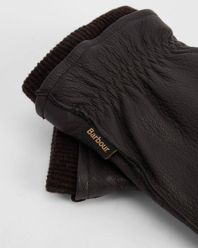 HIGHFIELD LEATHER GLOVES - DARK BROWN MGL0145BR91 -DARK BROWN BARBOUR 