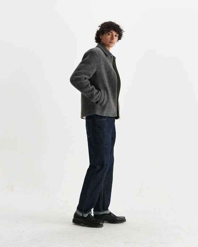 BOILED WOOL ELDON JACKET - MID GREY AW25-JKT-ELD-BWP-MDG -MID GREY WAX LONDON 