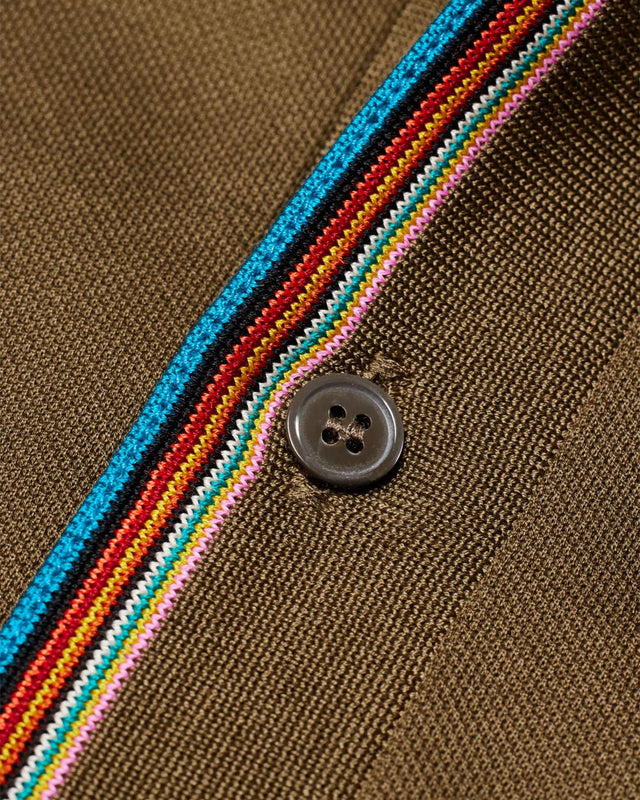 SIGNATURE STRIPE' TRIM POLO SHIRT - DARK KHAKI M1R-958PP-L00089 -65 Dark Khaki PAUL SMITH 