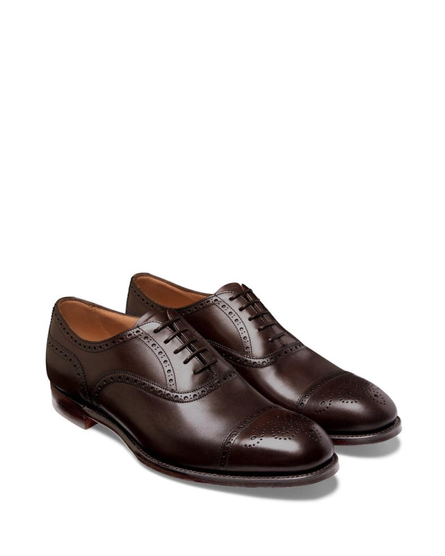 WILFRED OXFORD SEMI BROGUE  CALF LEATHER SHOES - MOCHA