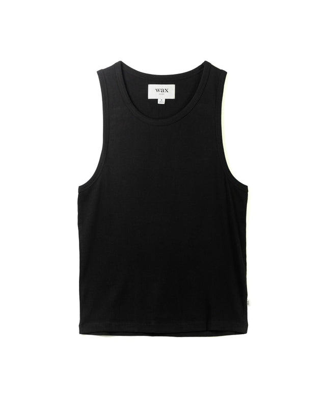 RIBBED MONTAGUE VEST - BLACK WI00-TEE-MON-AXH-BLK -BLACK WAX LONDON 