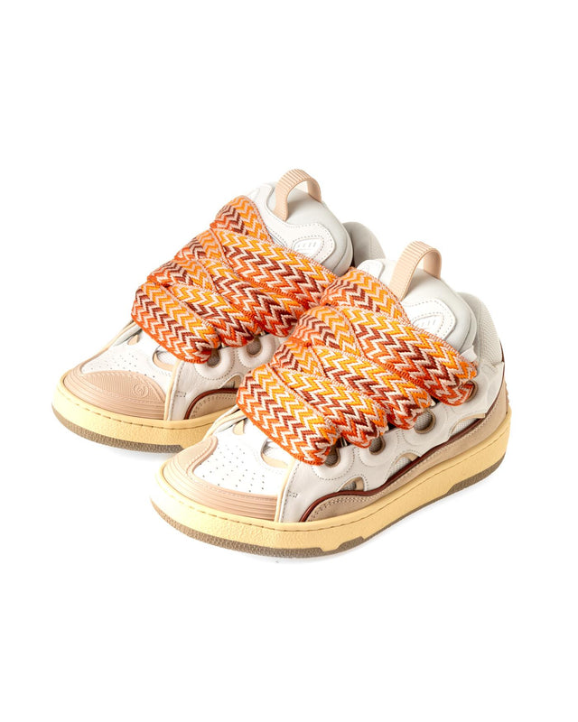 LEATHER CURB SNEAKERS - WHITE/ PEACH FU-SKDK12-BICO-E25 -0961 WHITE/PEACH LANVIN 